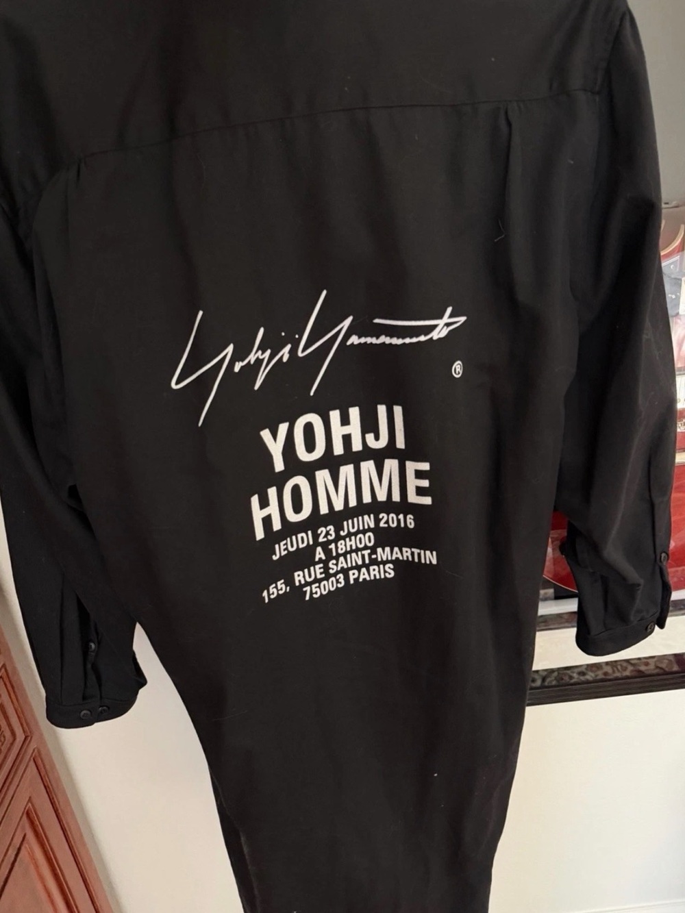 Yohji Yamamoto Black Shirt with White Back Script